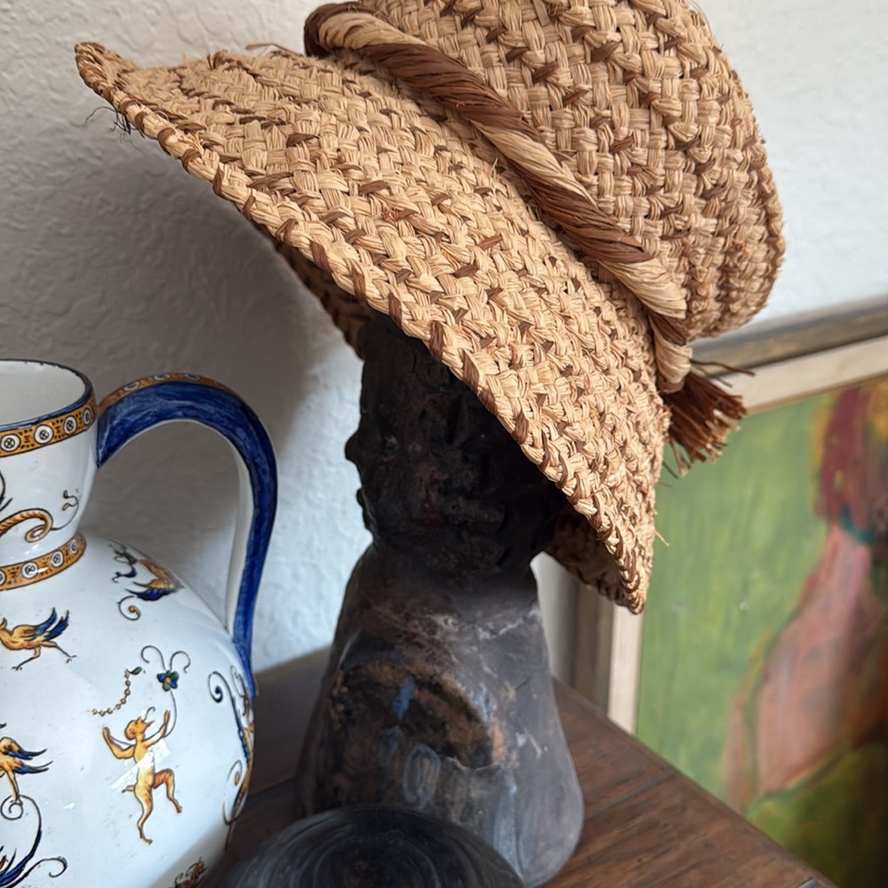 Woven Raffia Hat with Bow - Picture 2 of 10